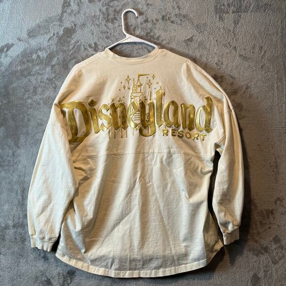 Disneyland Resort Spirit Jersey Sz Large Cream Gold Castle Pixie Glitter Disney - Picture 3 of 6